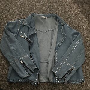 Studded Denim Jacket in Blue